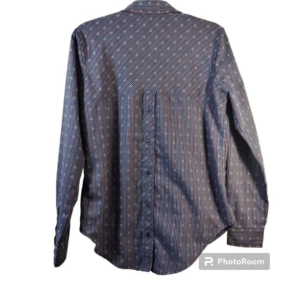 Marmot Blue Long Sleeve Striped Buttondown Shirt Arrow Pattern Size Medium - Picture 2 of 8